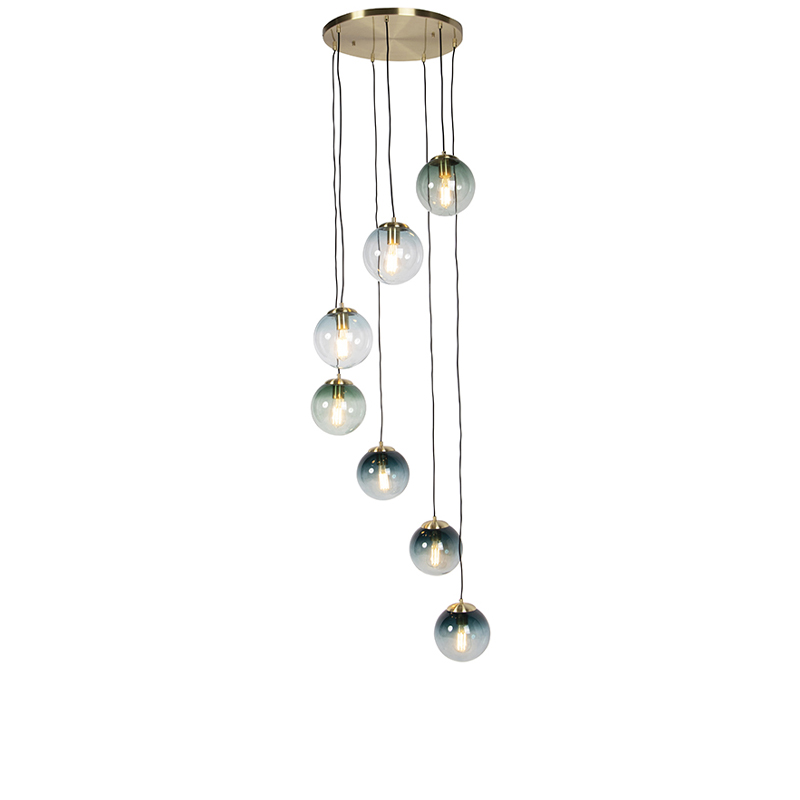 Art deco závěsná lampa mosaz 7-světlo - Pallon