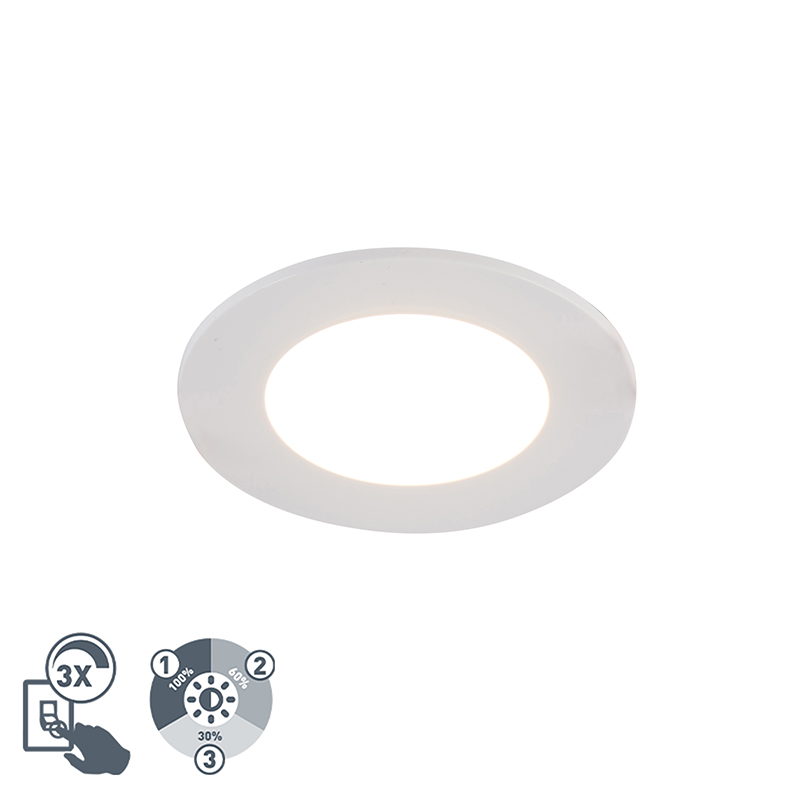 Bílé zapuštěné bodové světlo vč. LED 3stupňové stmívatelné IP65 - Blanca