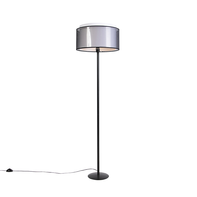 Černá stojací lampa s duo stínením černá / bílá 47 cm - Simplo