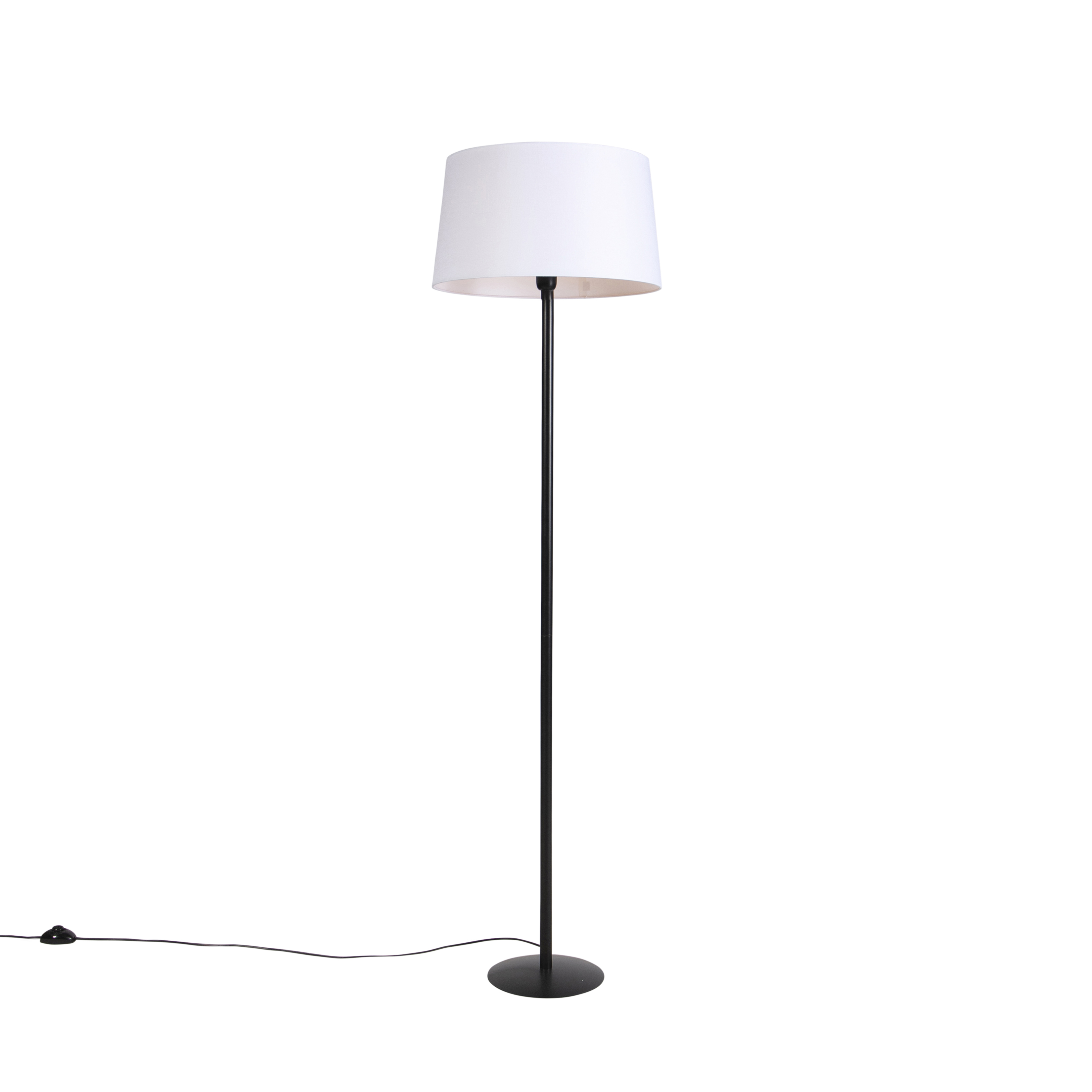 Černá stojací lampa s lněným odstínem bílá 45 cm - Simplo