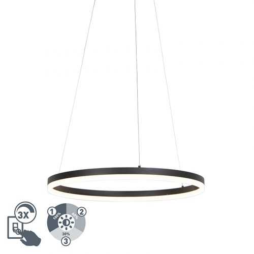 Designová kruhová závěsná lampa černá 60cm včetně LED a stmívače - Anello
