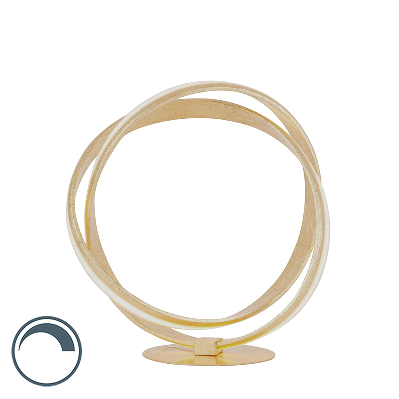 Designová stolní lampa zlatá vč. LED a stmívače - Belinda