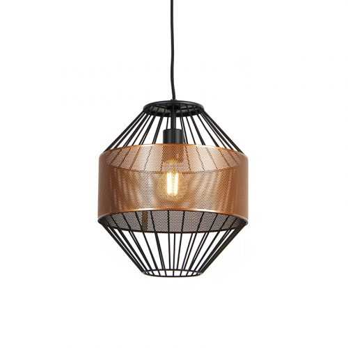 Designová závěsná lampa měděná s černou 30 cm - Mariska