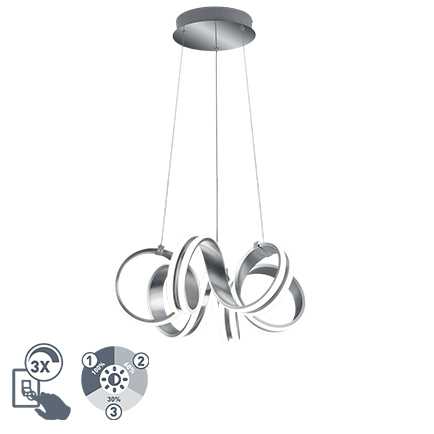 Designová závěsná lampa ocelová 3stupňová stmívatelná včetně LED - Filum