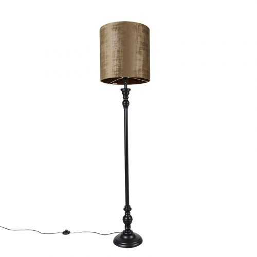 Klasická stojací lampa černá s hnědým odstínem 40 cm - Classico