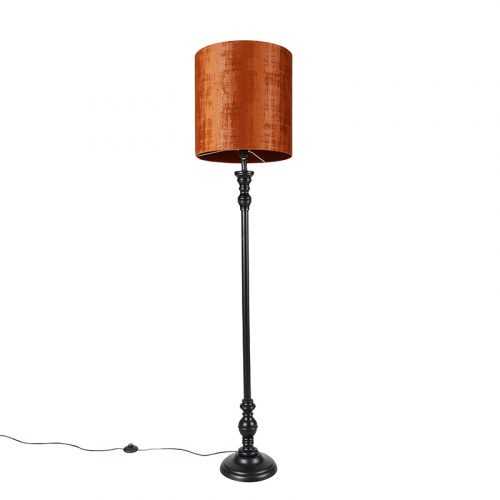 Klassieke vloerlamp zwart met kap rood 40 cm - Classico