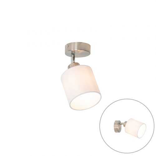 Moderní nástěnná lampa z oceli s nastavitelným bílým stínidlem - Hetta