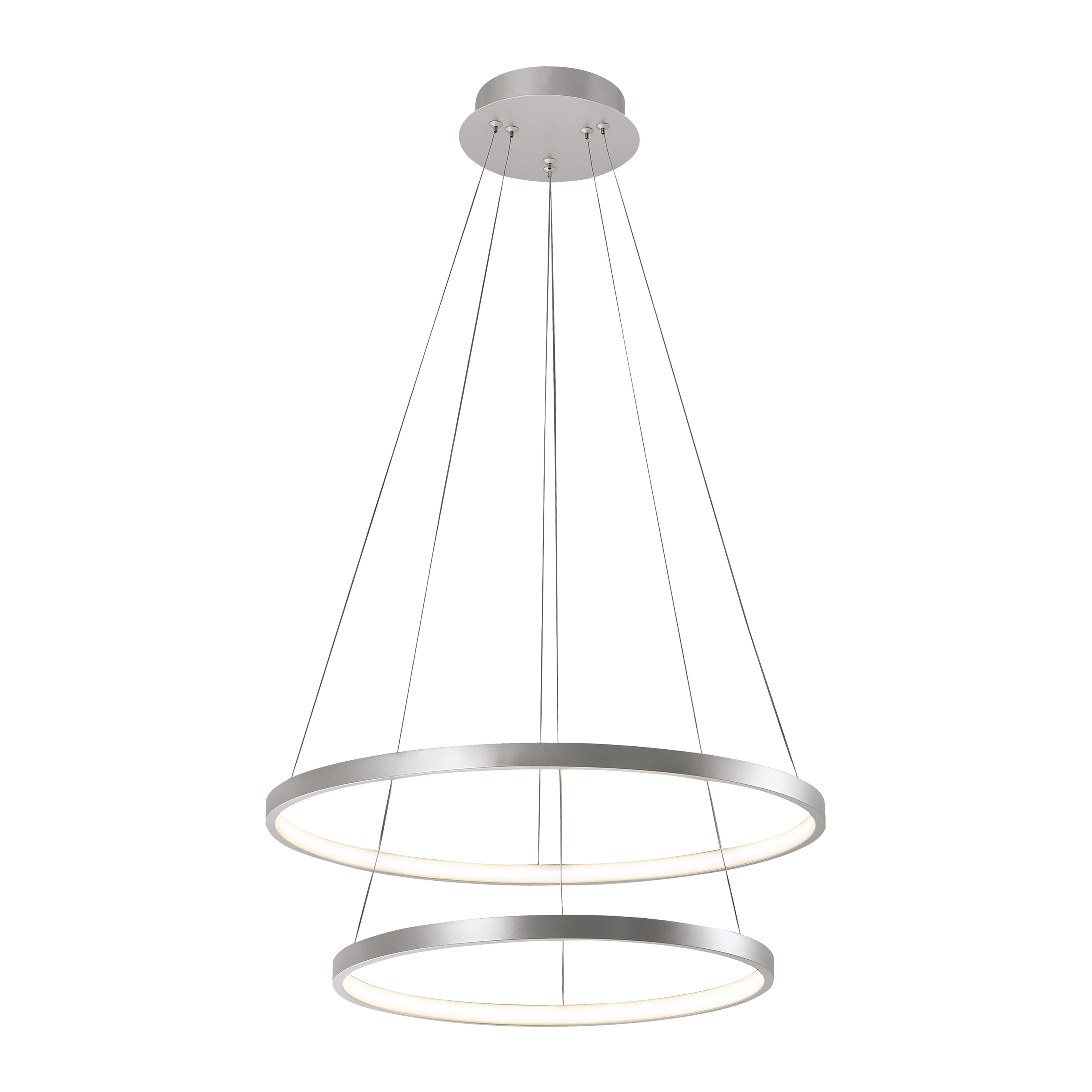 Moderní prstenová závěsná lampa stříbrná vč. LED - Anella Duo