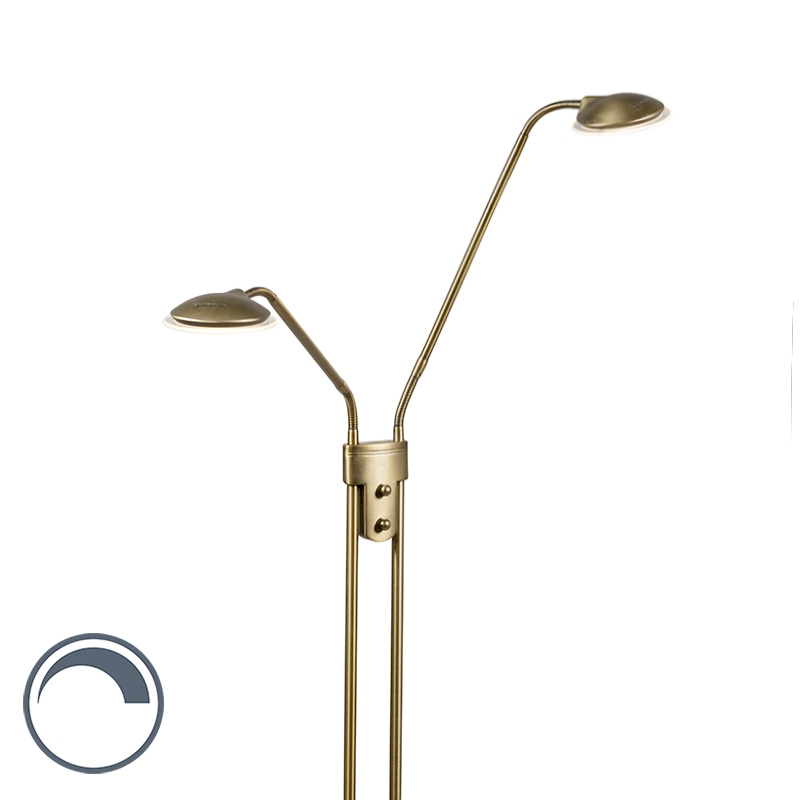 Moderní stojací lampa bronzová s lampou na čtení vč. LED - Eva