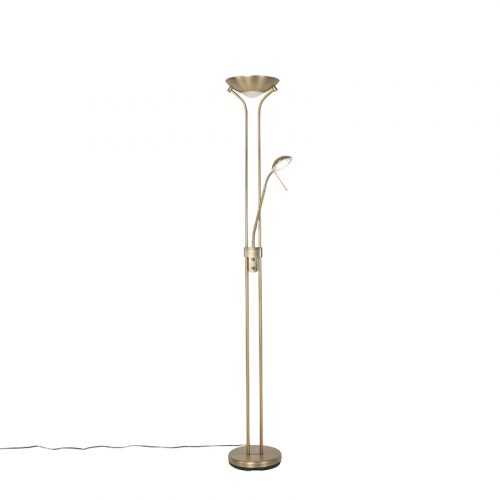 Moderní stojací lampa bronzová s lampou na čtení vč. LED stmívatelná - Diva