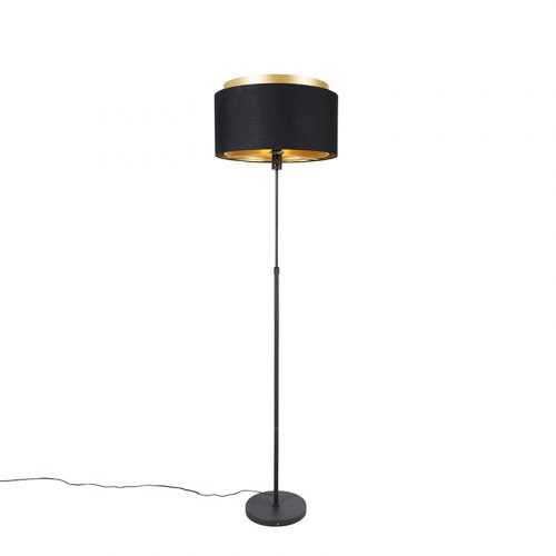 Moderní stojací lampa černá se zlatým duo stínem - Parte