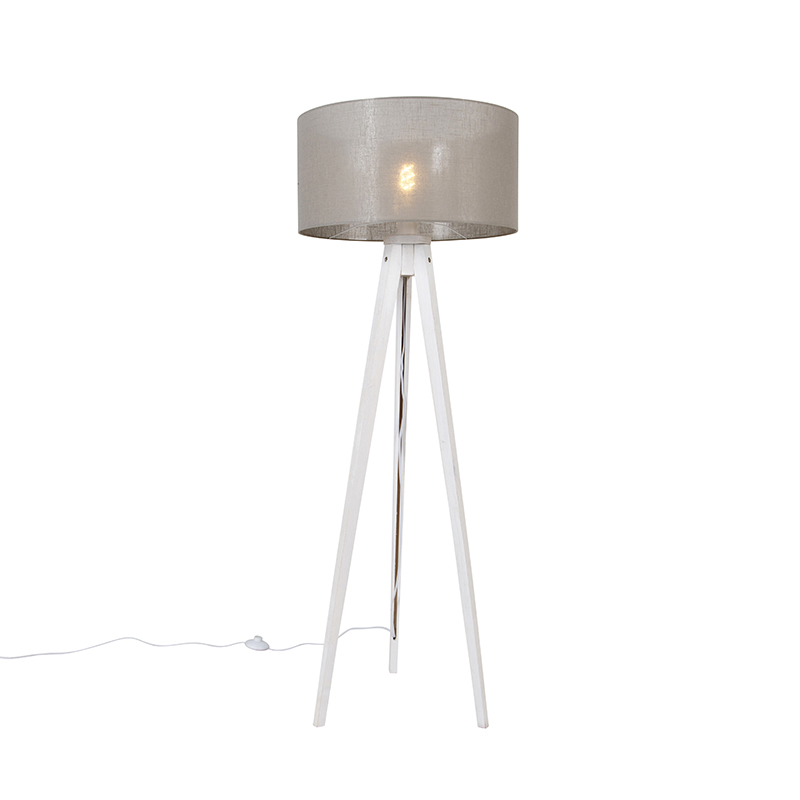 Moderní stojací lampa stativ bílá s odstínem taupe 50 cm - Tripod Classic