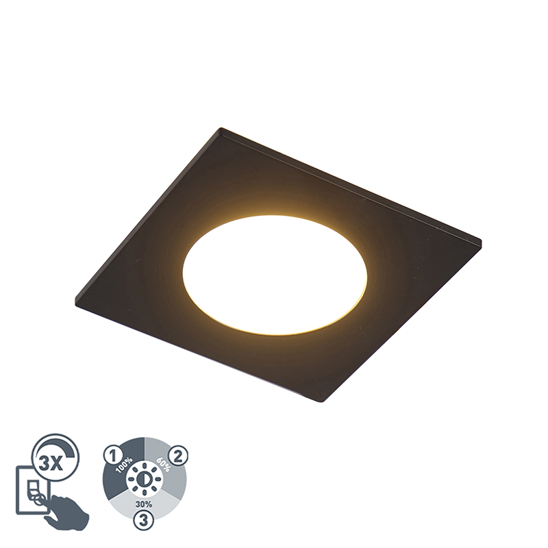 Moderní zapuštěné bodové černé včetně LED 3stupňové stmívatelné IP65 - jednoduše