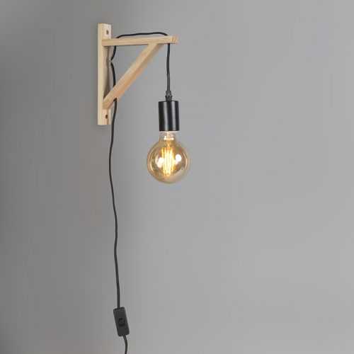 Nástěnná lampa dřevo s černou - Kata