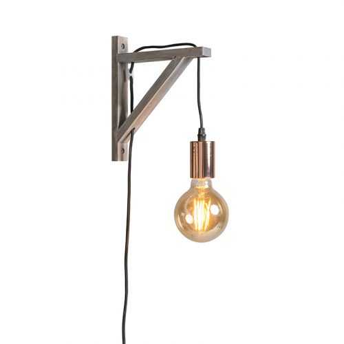 Nástěnná lampa taupe s mědí - Hangman