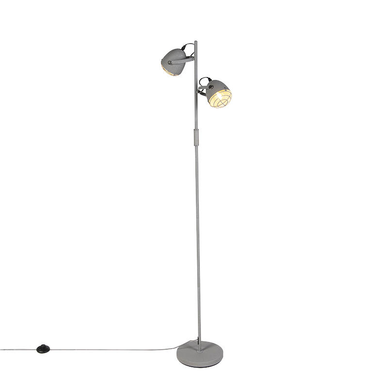 Průmyslová nastavitelná stojací lampa šedá 2-světlo - Rebus