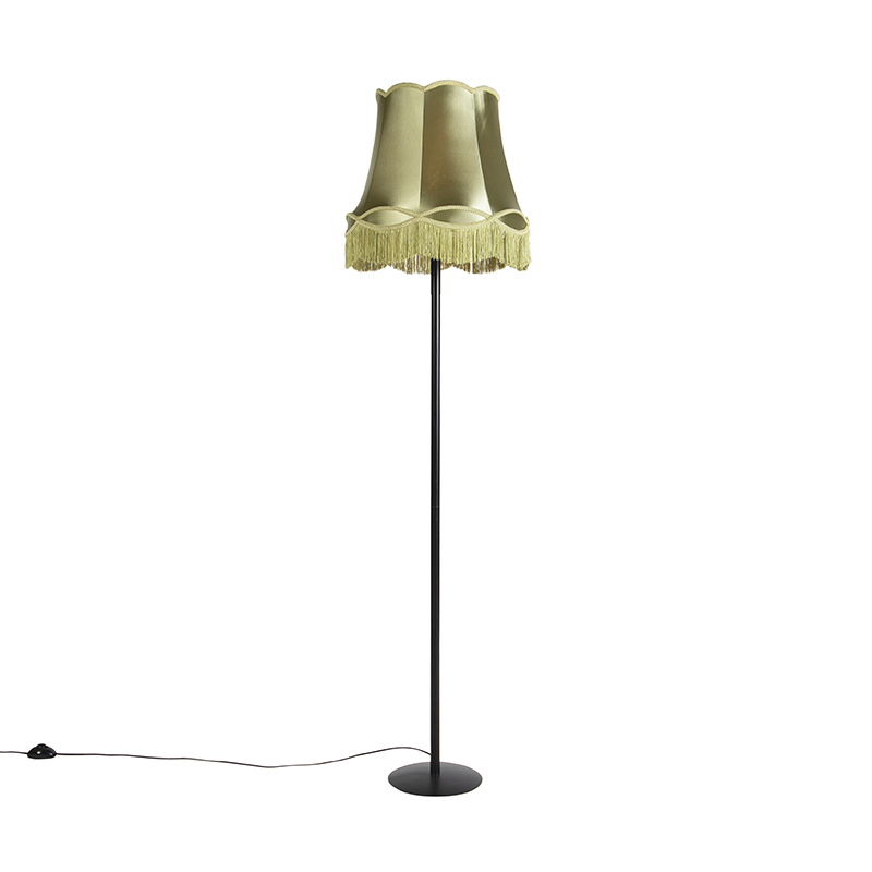 Retro stojací lampa černá s odstínem Granny zelená 45 cm - Simplo