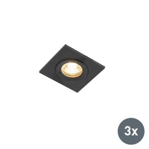 Sada 3 koupelnových downlightů černé IP44 - náměstí Xena