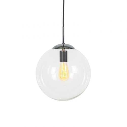 Skandinávská závěsná lampa chrom s čirým sklem - Ball 30