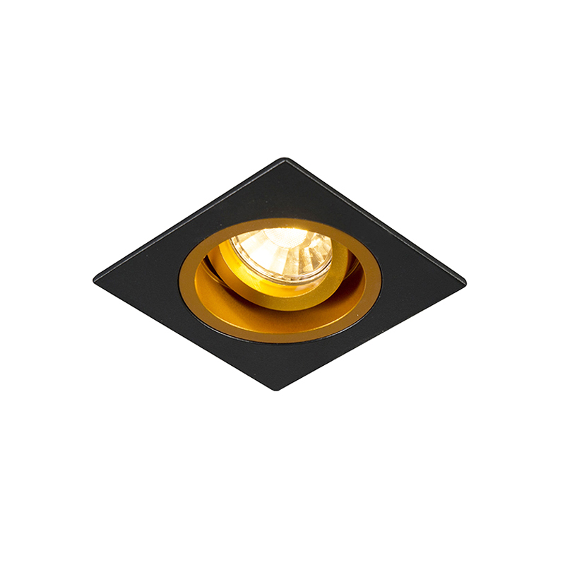 Smart inbouwspot zwart en goud vierkant incl. Wifi GU10 - Chuck