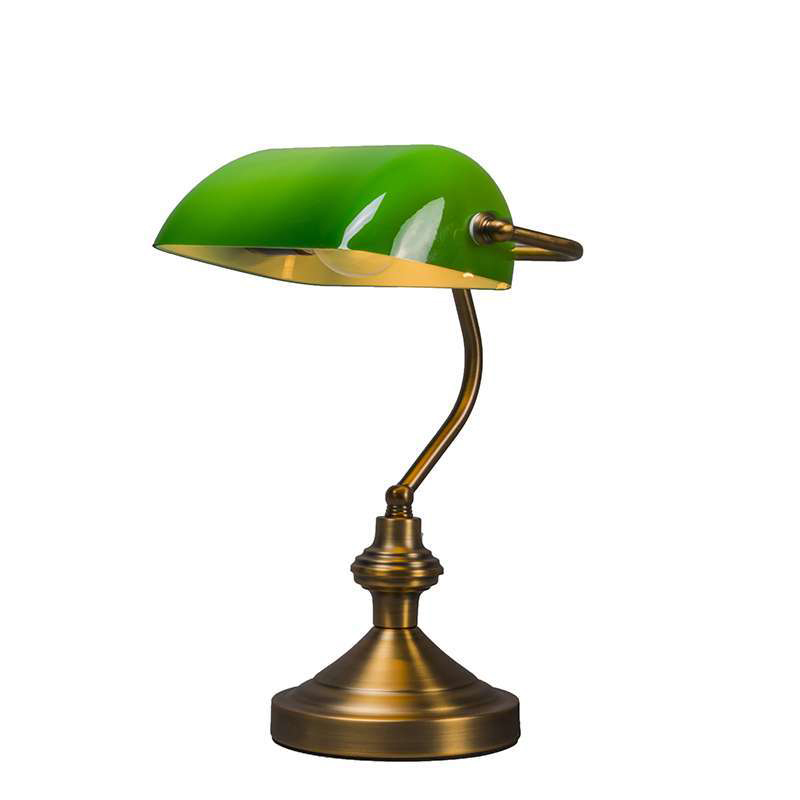 Smart tafellamp brons met groen glas incl. Wifi A60 - Banker