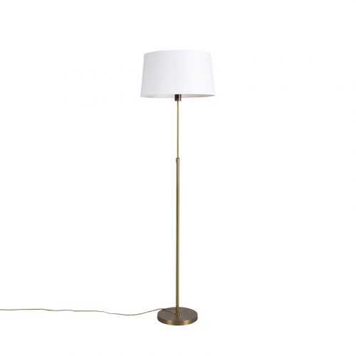 Stojací lampa bronzová s lněným stínidlem bílá nastavitelná 45 cm - Parte