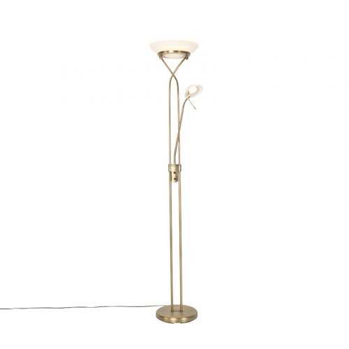 Stojací lampa bronzová včetně LED a stmívače s lampou na čtení - Empoli