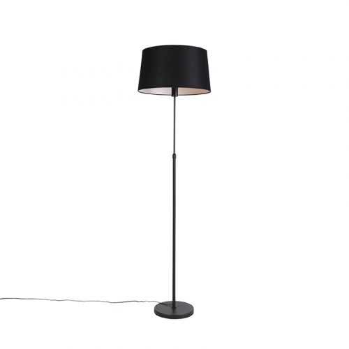 Stojací lampa černá s černým plátěným stínidlem nastavitelným 45cm - Parte