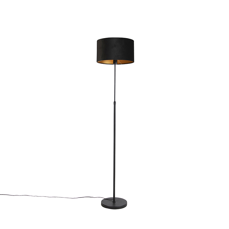 Stojací lampa černá s velurovým odstínem černá se zlatem 35 cm - Parte