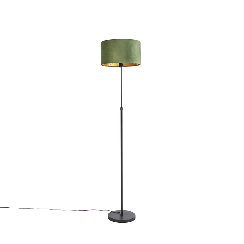 Stojací lampa černá se sametovým odstínem zelené se zlatem 35 cm - Parte