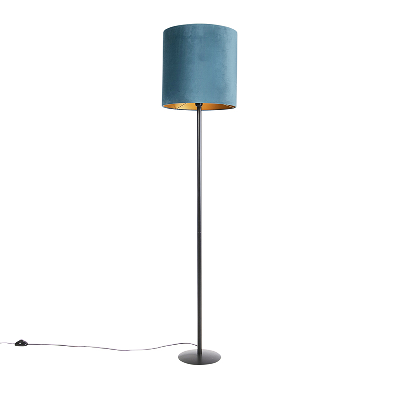 Stojací lampa černý sametový odstín modrý se zlatem 40 cm - Simplo