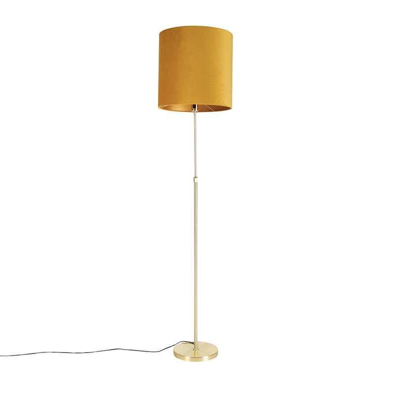 Stojací lampa zlatá / mosaz se sametovým odstínem žlutá 40/40 cm - Parte