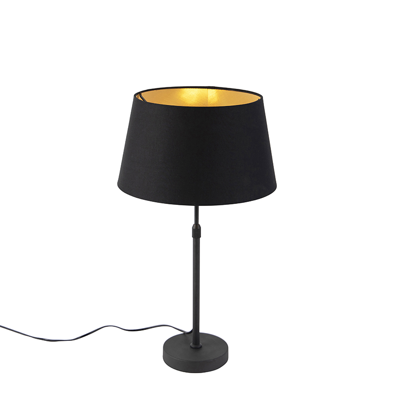 Stolní lampa černá s odstínem černá se zlatem 35 cm - Parte