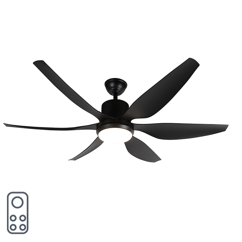Stropní ventilátor černý včetně dálkového ovládání - Tak