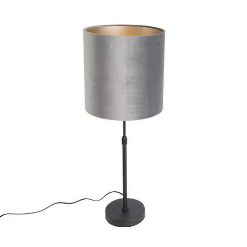 Tafellamp zwart met kap grijs 25 cm verstelbaar - Parte