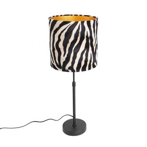 Tafellamp zwart met kap zebra 25 cm verstelbaar - Parte
