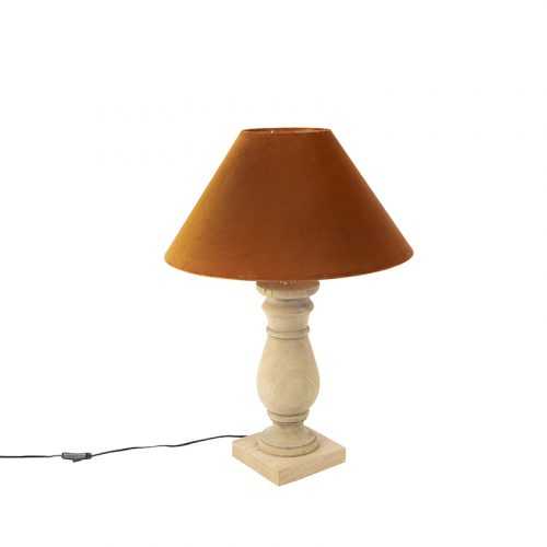Venkovská stolní lampa s velurovým odstínem dýňové koření 50 cm - Catnip