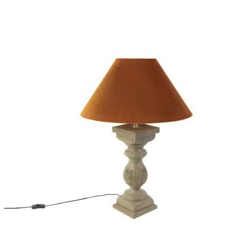 Venkovská stolní lampa s velurovým odstínem dýňové koření 50 cm - Yzop