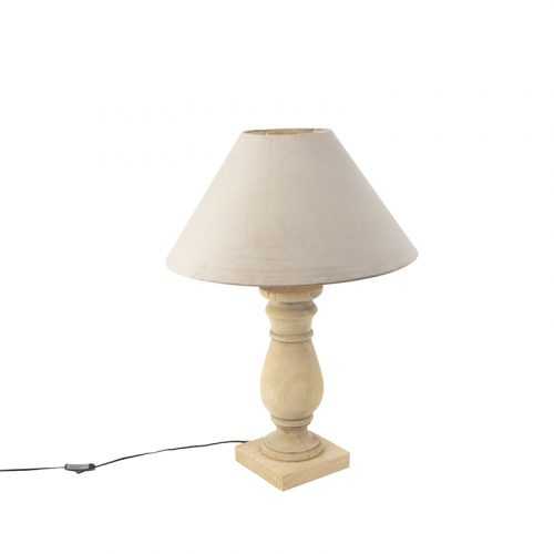 Venkovská stolní lampa s velurovým odstínem taupe 50 cm - Catnip