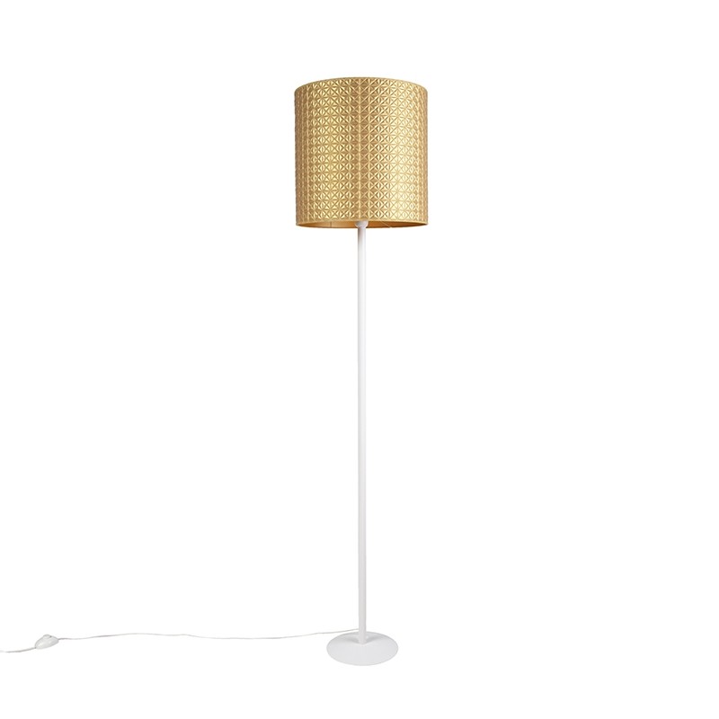 Vintage stojací lampa bílá se zlatým odstínem trojúhelníku 40 cm - Simplo