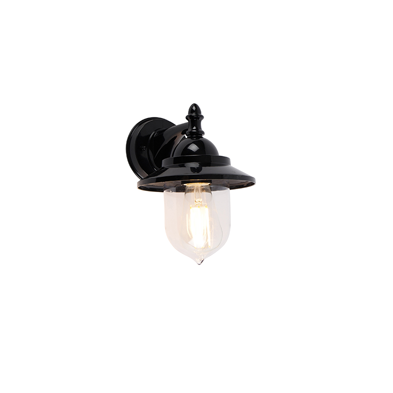 Klasická venkovní nástěnná lampa černá IP44 - Oxford