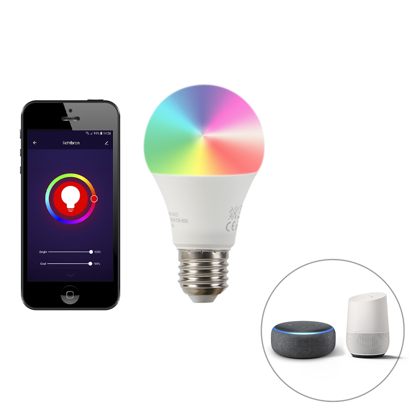 Set van 3 smart E27 dimbare LED lamp A60 9W 700 lm 2200-4000K RGB