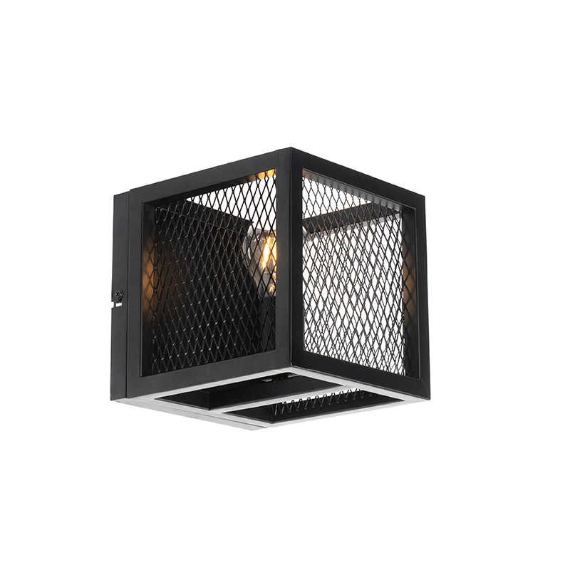 Industriële wandlamp zwart - Cage Mesh