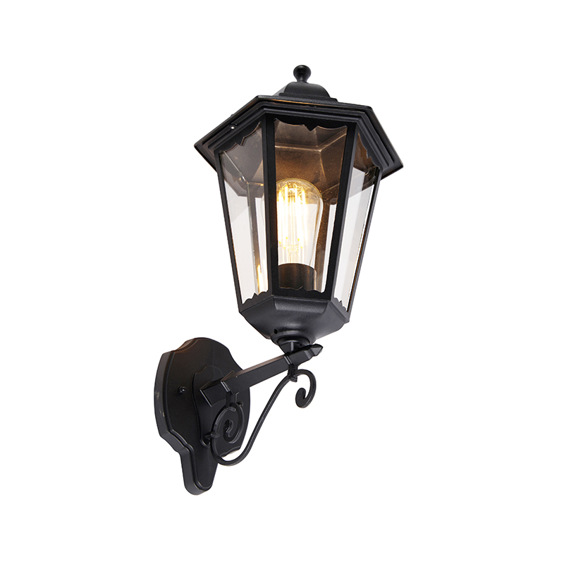 Klasická venkovní nástěnná lampa černá IP44 - New Orleans Up
