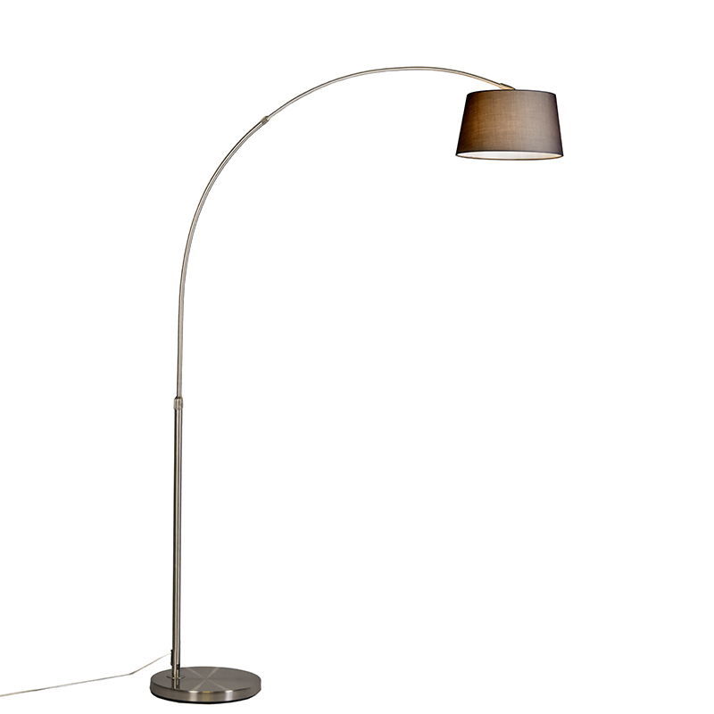 Moderní oblouková lampa z oceli s odstínem černé látky - Arc Basic