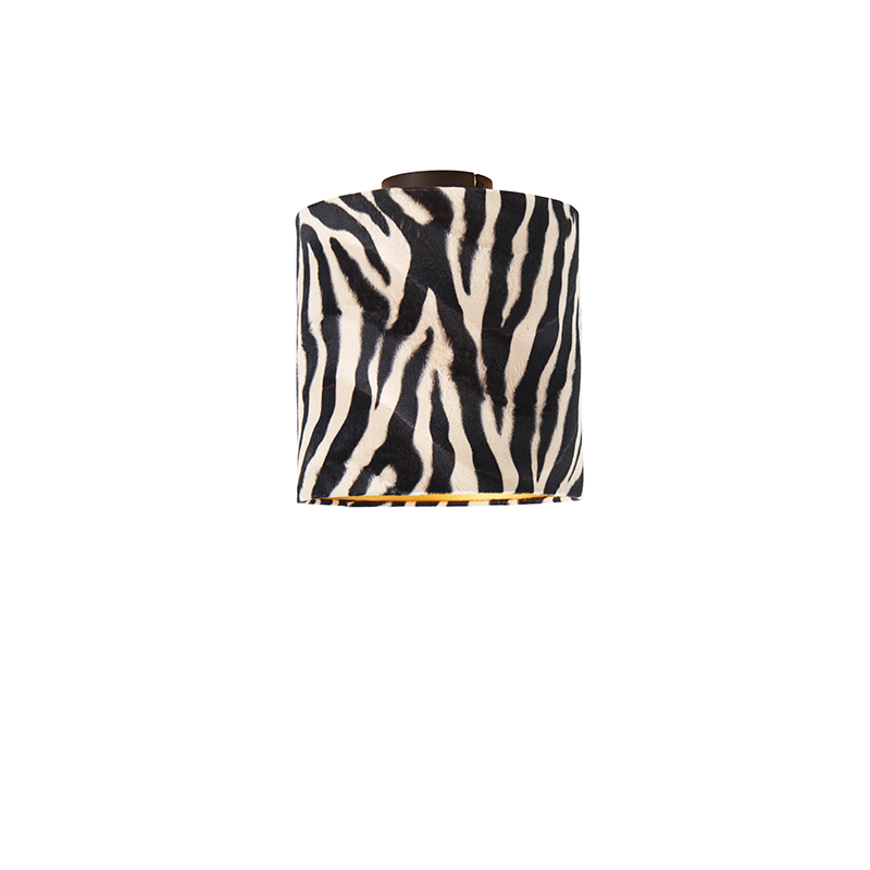 Stropní lampa matně černé sametové stínění s designem zebra 25 cm - Combi