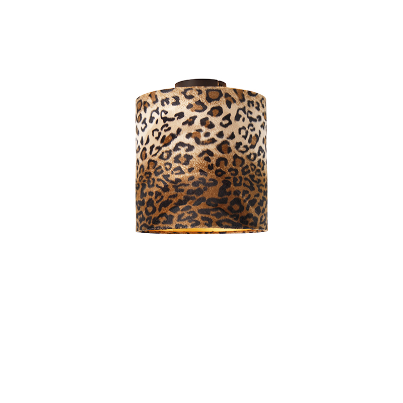 Stropní lampa matně černý odstín leopardí design 25 cm - Combi