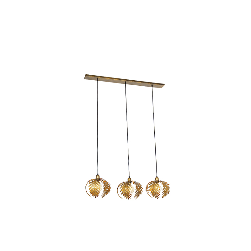 Vintage hanglamp goud 3-lichts langwerpig - Botanica