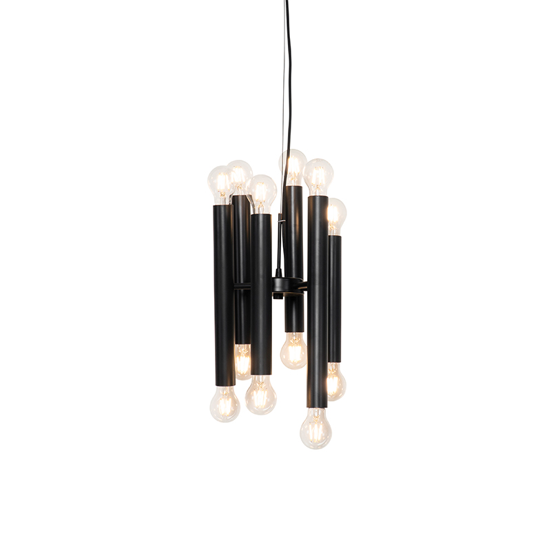 Závěsná lampa Art Deco černá 12 -světelná - Vybavení
