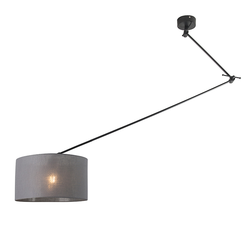 Závěsná lampa černá se stínidlem 35 cm tmavě šedá nastavitelná - Blitz I.